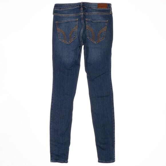 Hollister Jeans Juniors Size 3 Blue Mid Rise Super Skinny Distressed 27 x 28 - Picture 3 of 12